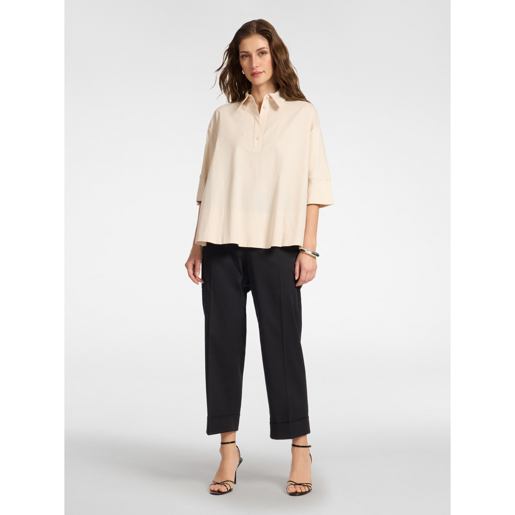 Elena Mirò - Blusa boxy con mangas de tres cuartos - Beige