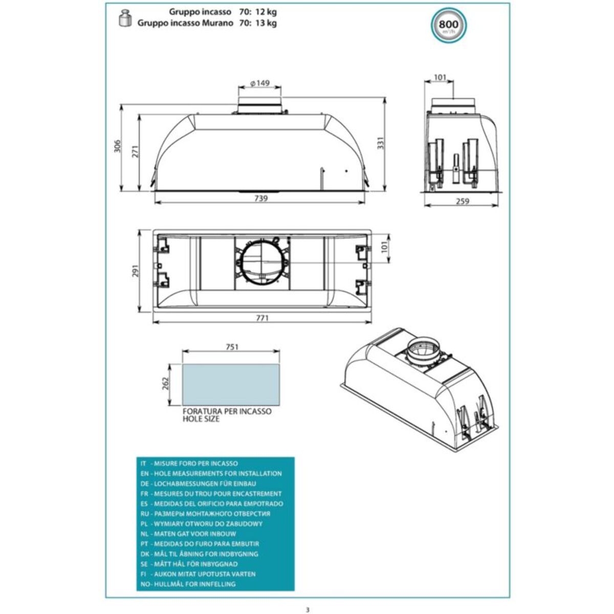 Hotte encastrable FALMEC GRUPMU3310