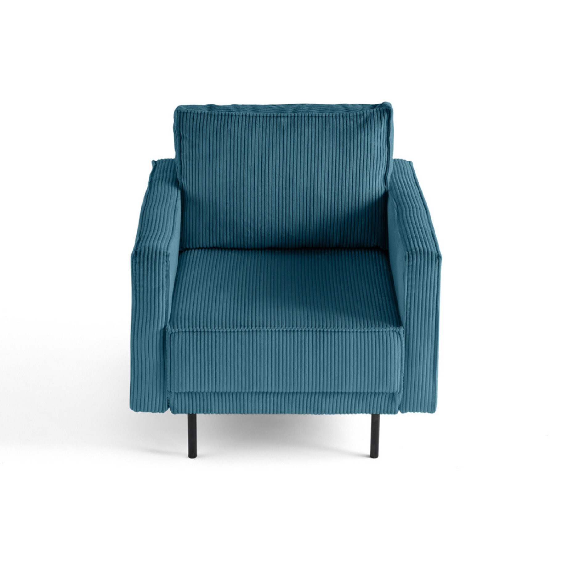 Charlie - fauteuil - pieds hauts - en velours côtelé - Bleu canard