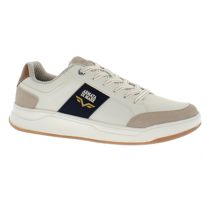 Armata di Mare Scarpe Uomo Sneakers Basse Stringate con Soletta Rimovibile in Memory Foam AMU S25N720 Light Beige