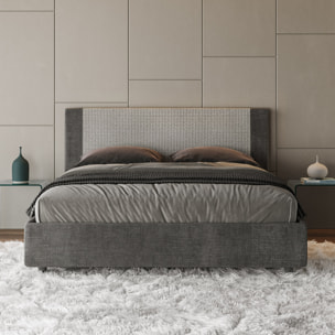 Letto matrimoniale con rete imbottito 160x200 tessuto Labirinto 02 grigio Rosal