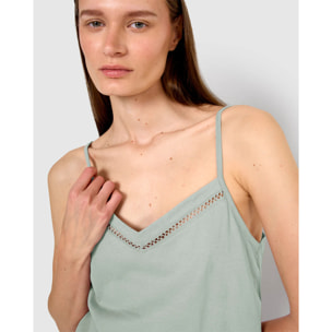 Pigiama corto cotone sfilatura spalline blu acqua