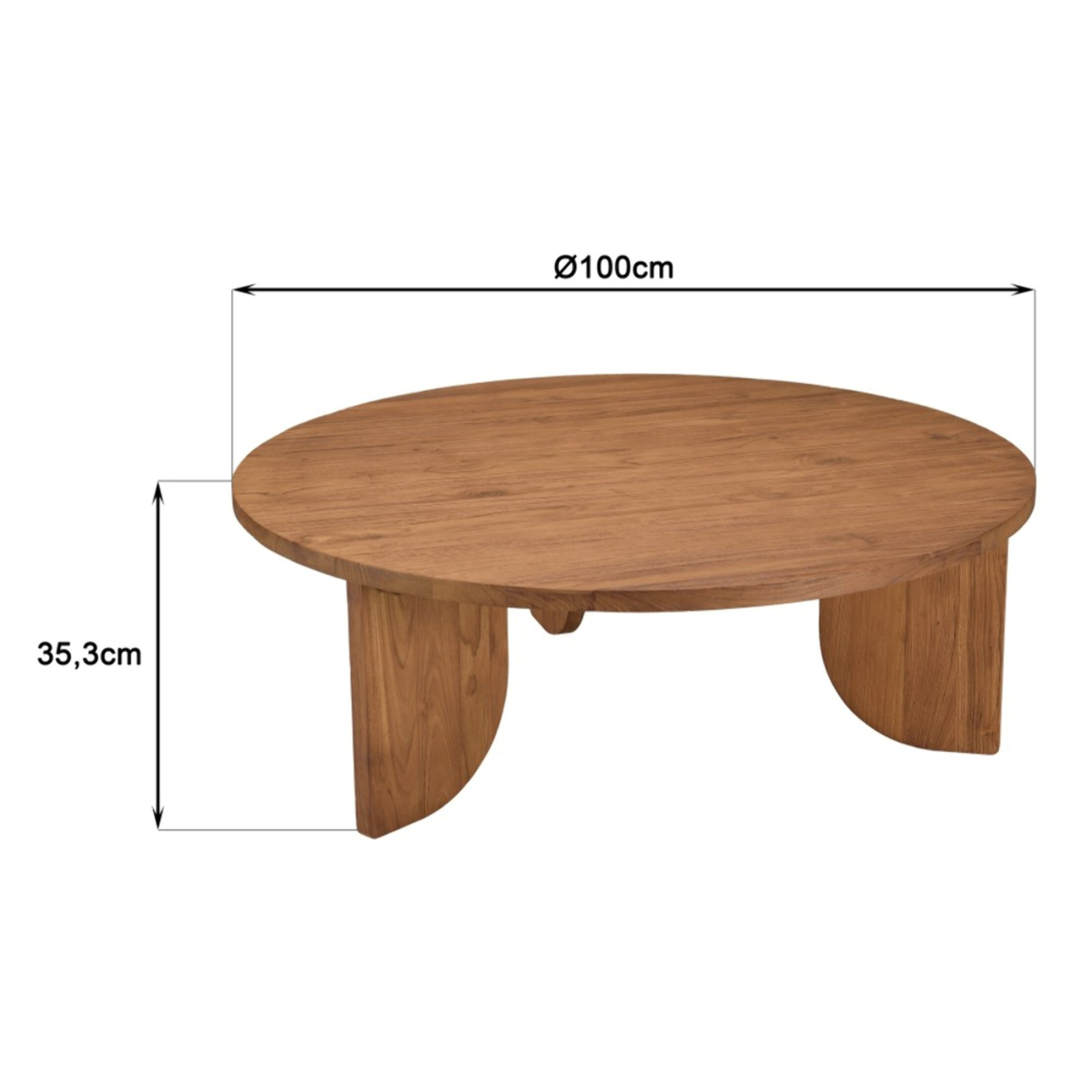 SIXTINE - Table basse ronde 100x100cm en bois de teck recyclé