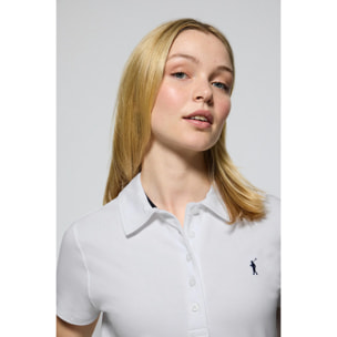 Polo Pereira bianca a cinque bottoni con ricamo Rigby Go