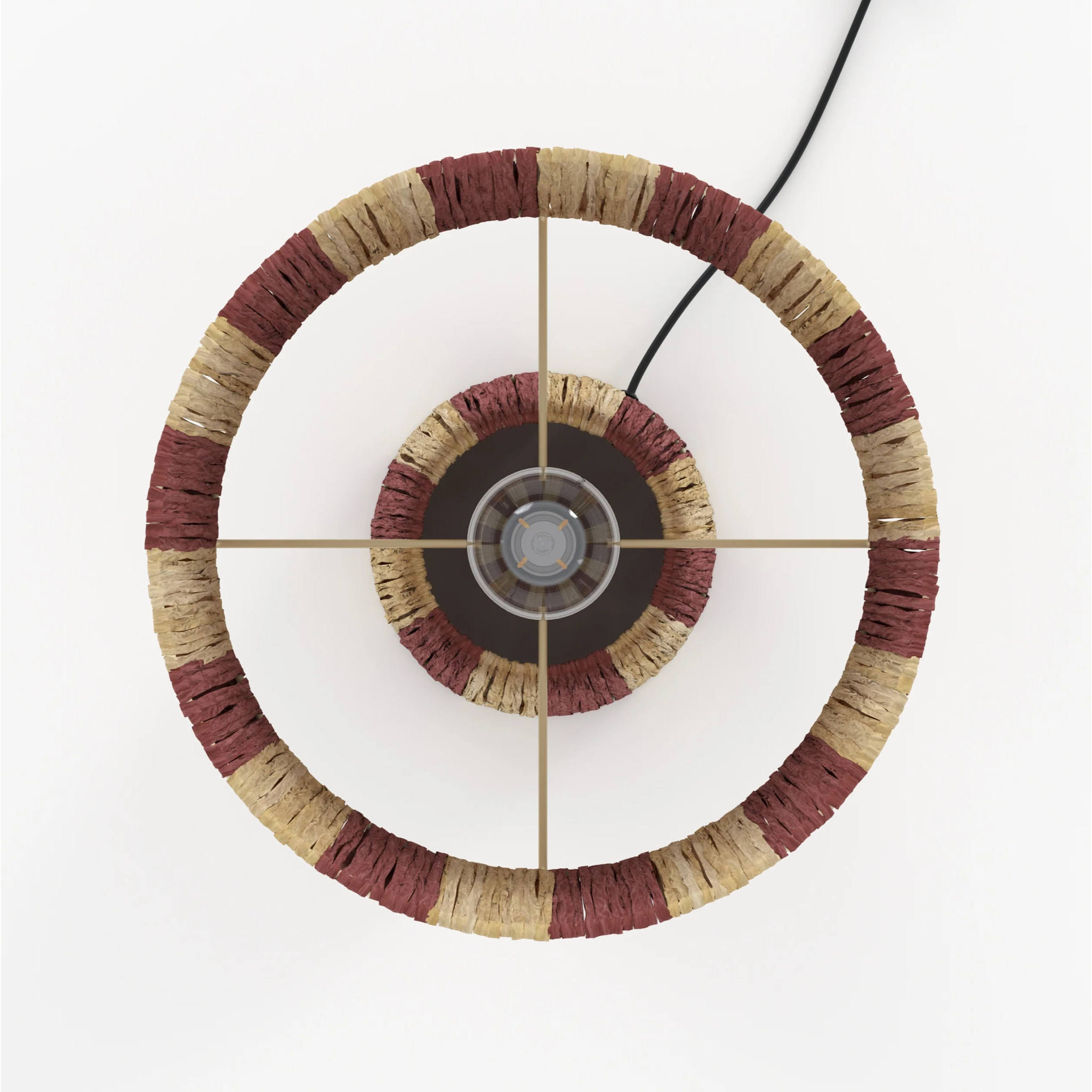 Lampe rayée terracotta en feuille de palmier - Soléa