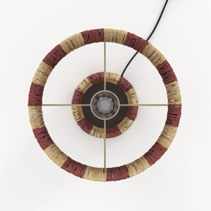 Lampe rayée terracotta en feuille de palmier - Soléa