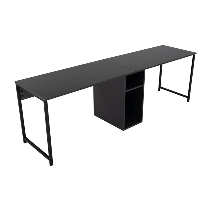 Scrivania Violet, Scrittoio multiuso, Tavolo per ufficio porta PC, Piano di lavoro, 240x60 h74 cm, Antracite
