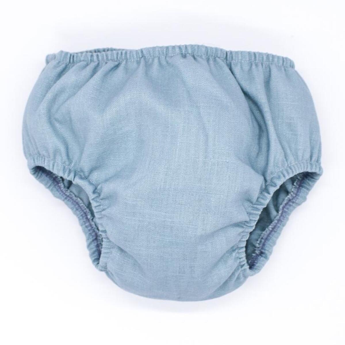 Cubrepañal de lino verde. Elastico en la cintura y en las piernas.