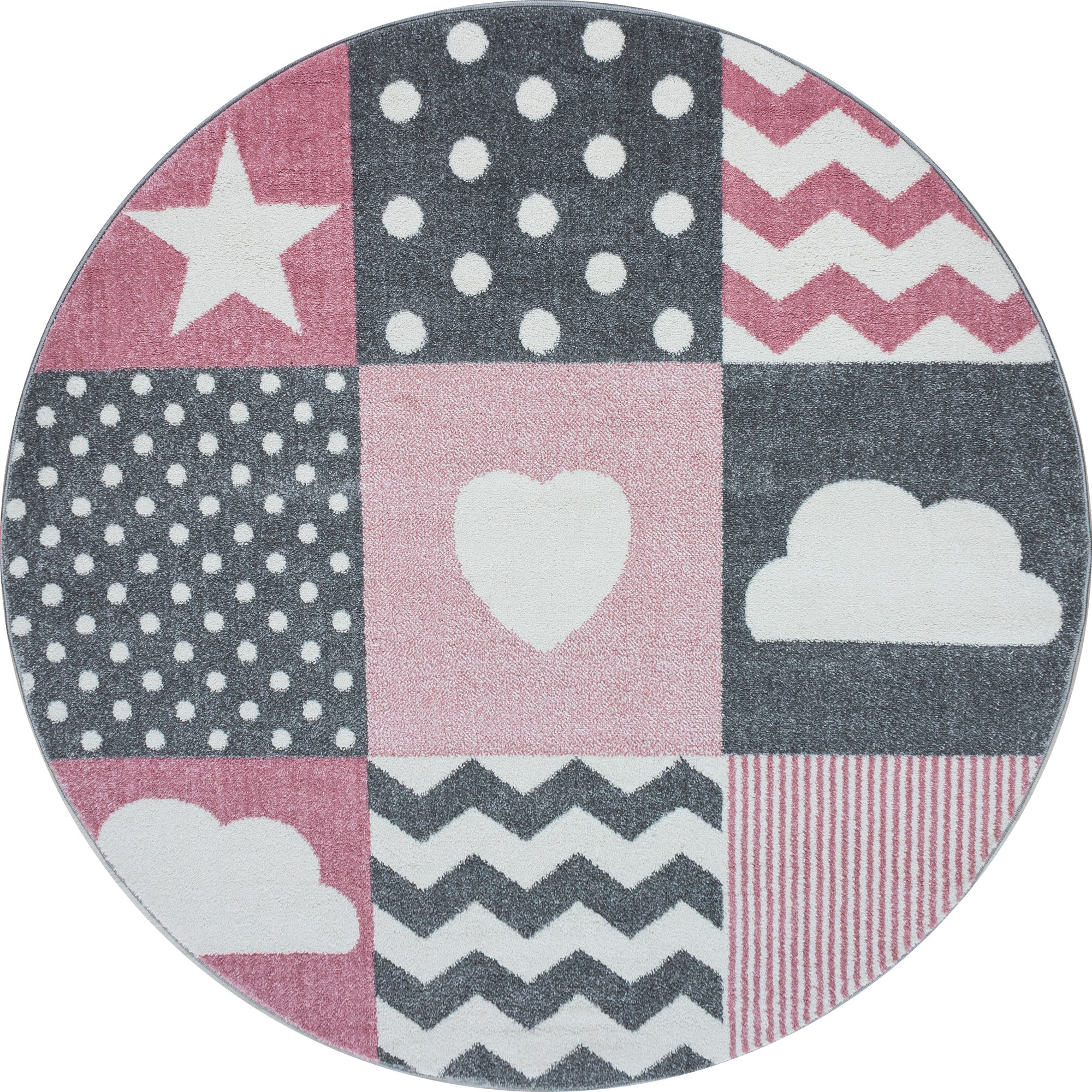 KIDS - Tapis enfant rond à motif rose - KID0620ROS