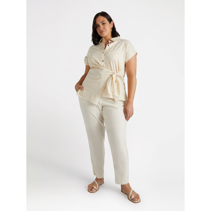 Fiorella Rubino - Camisa con tachuelas y nudo lateral - Beige