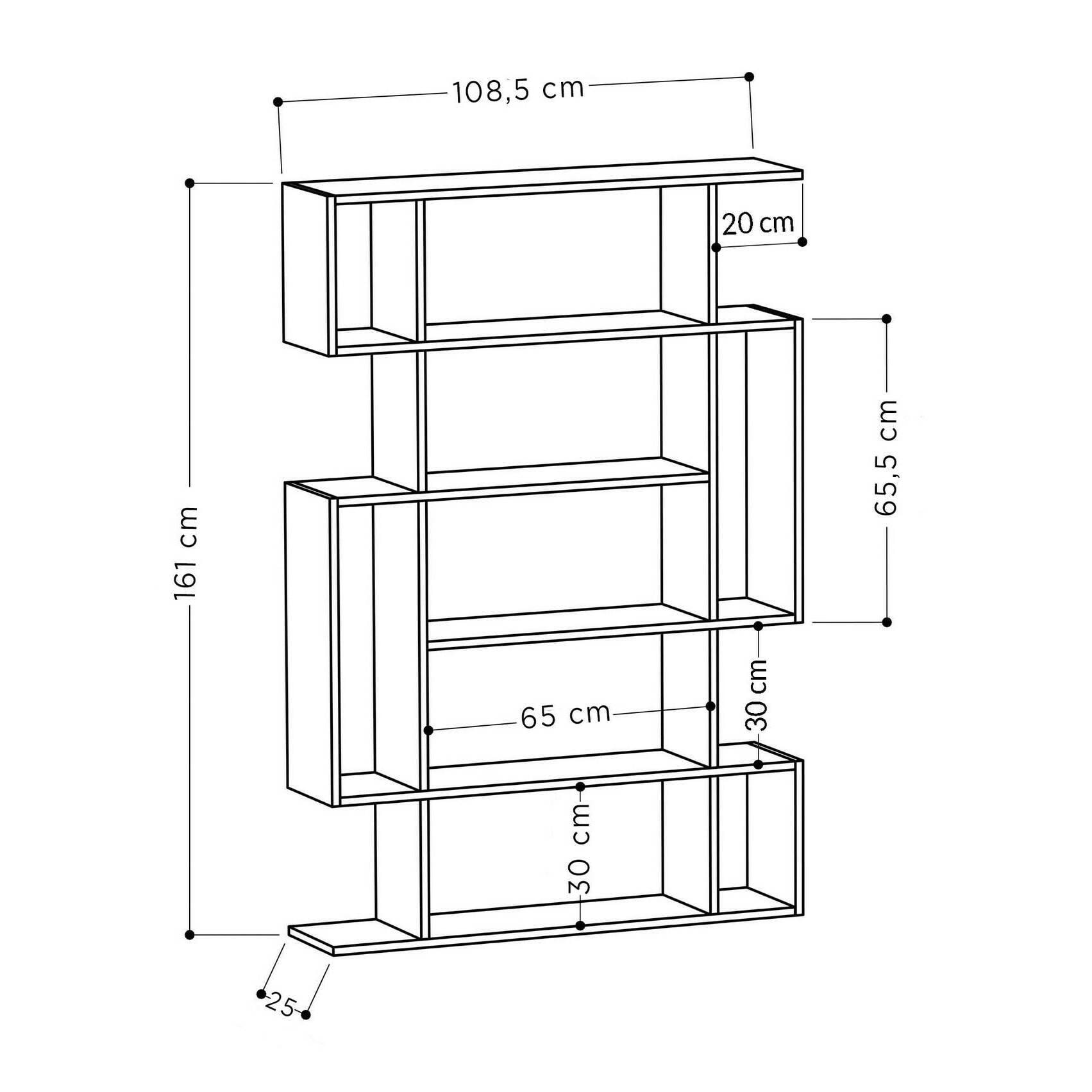 Libreria Daba, Scaffale da ufficio, Mobile portalibri, Biblioteca, 110x26h161 cm, Quercia e Antracite