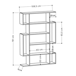 Libreria Daba, Scaffale da ufficio, Mobile portalibri, Biblioteca, 110x26h161 cm, Quercia e Antracite