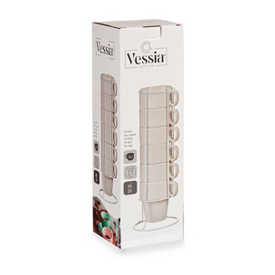 Set di 6 tazze impilabili in porcellana 36 cl.