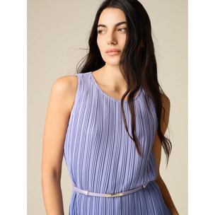 Oltre - Vestito plissé midi con cintura - Viola