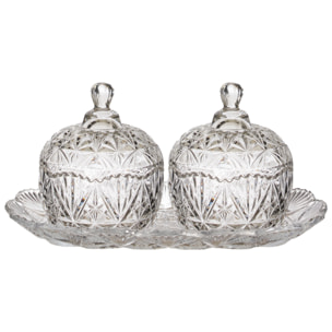 Duo Bonbonnieres Sur Plateau En Verre 145cl