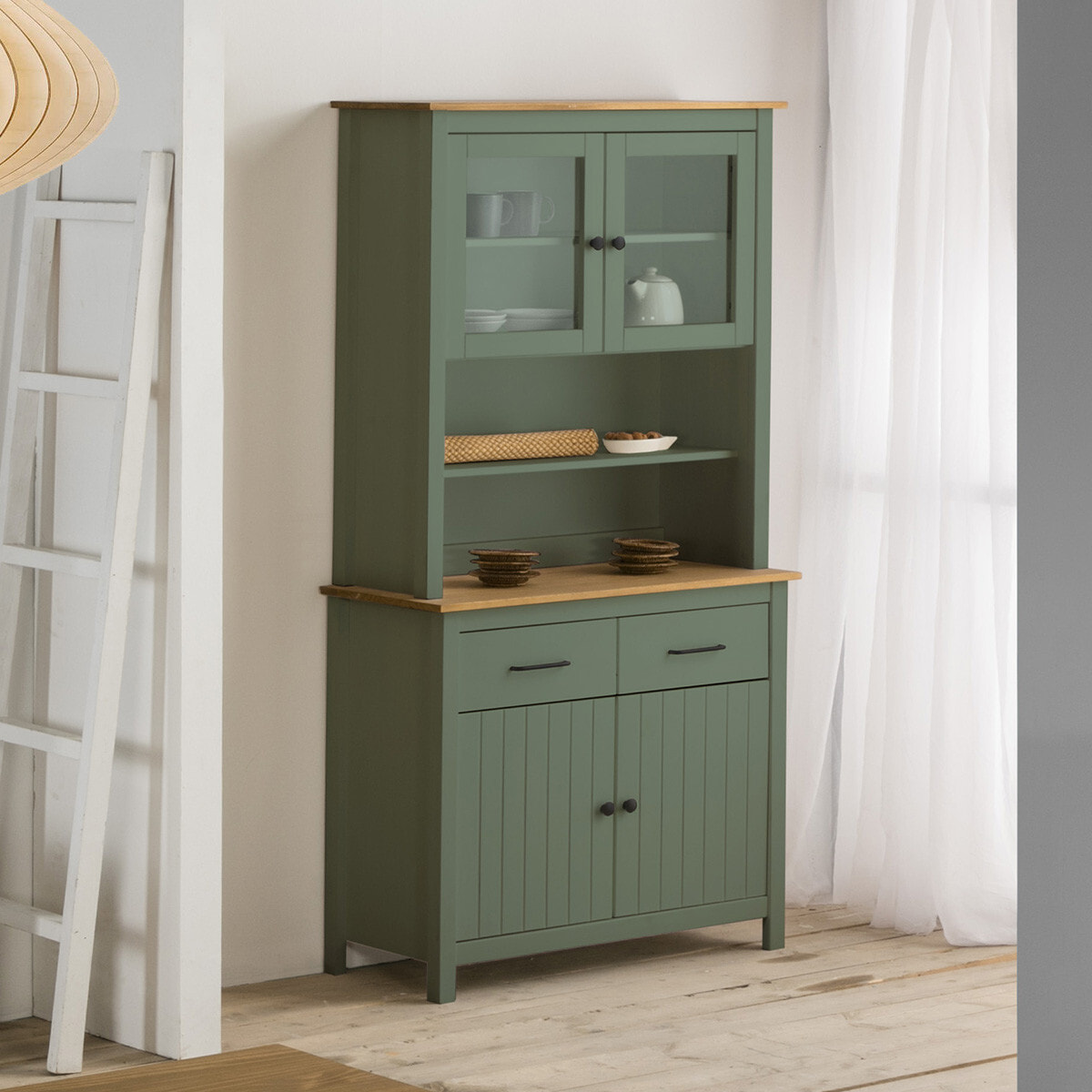 Vaisselier 4 portes 2 tiroirs en pin massif - IDA