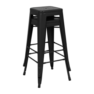 Lot de 2 tabourets pour îlot central 66 cm en métal noir mat - Indus