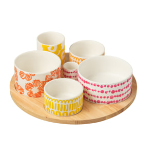 J-Line plat Apero + plateau 6 pièces - bambou/céramique - mix