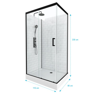 Cabine de douche rectangle 80x110x230cm à motif carreaux de métro - UNDERGROUND RECTANGLE 110