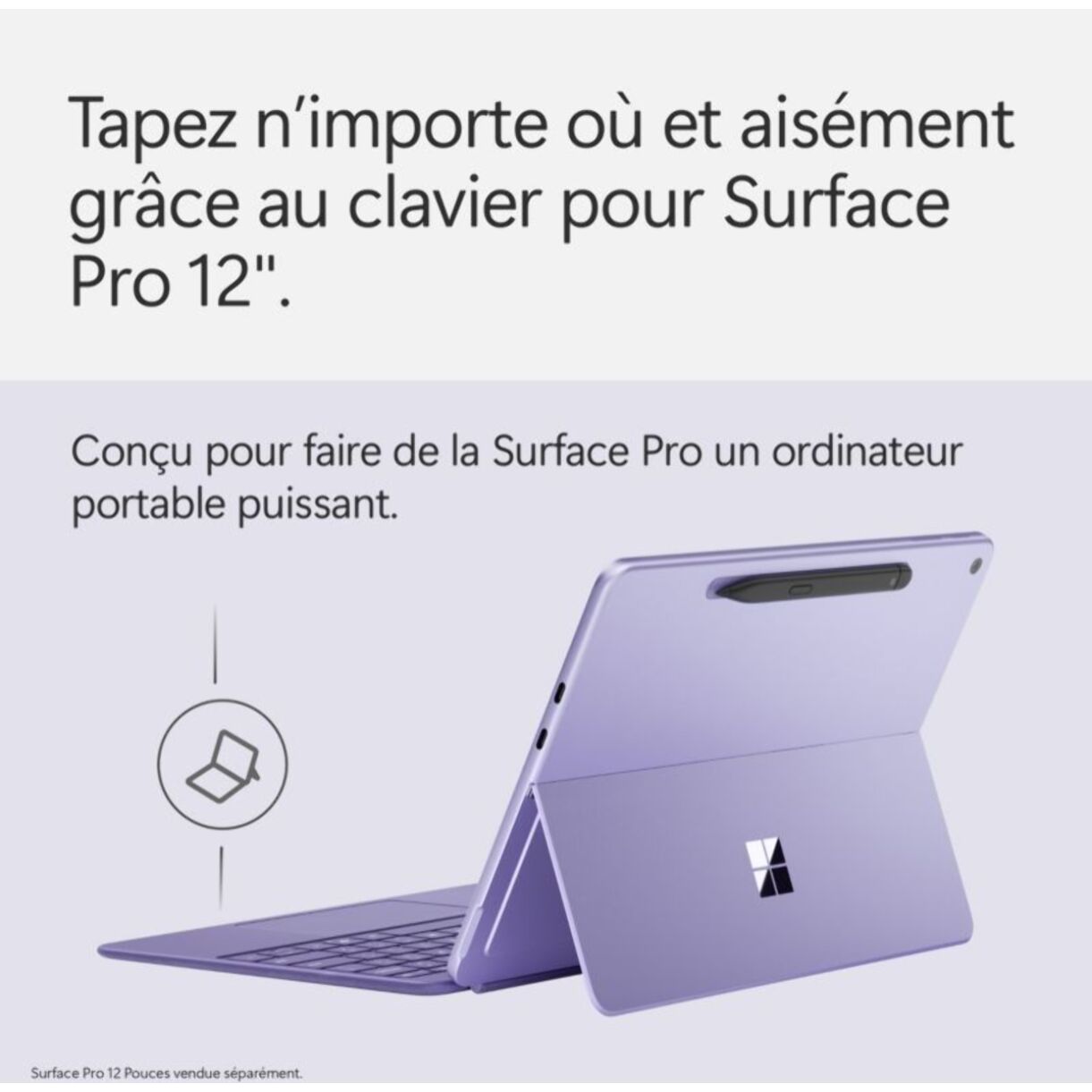 Clavier MICROSOFT Clavier + Stylet Violet Surface Pro 12''