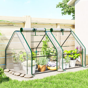 Mini serre de jardin serre à tomates 180L x 90l x 90H cm acier PE haute densité 140 g/m² anti-UV 2 fenêtres avec zip enroulables transparent