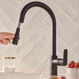 Robinet cuisine avec douchette extractible July+ noir mat