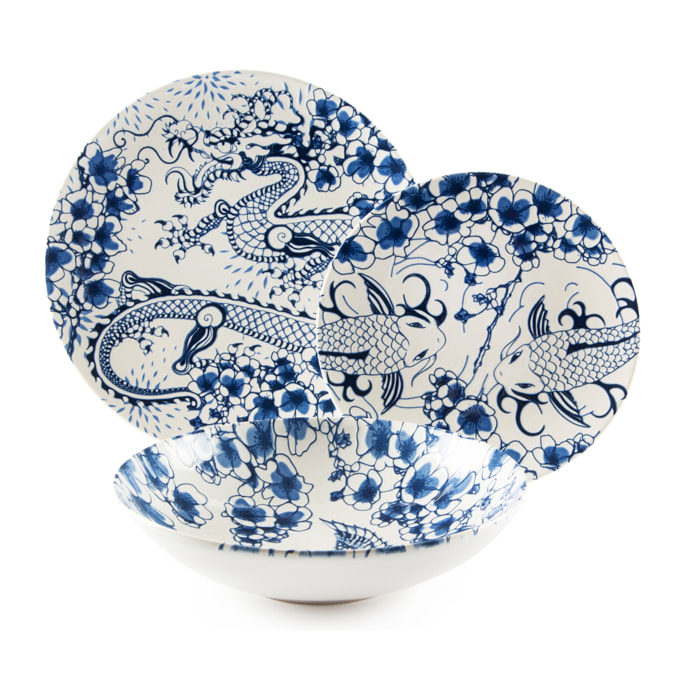 Service de table 18 pièces Excelsa – Zen, Céramique Bleu