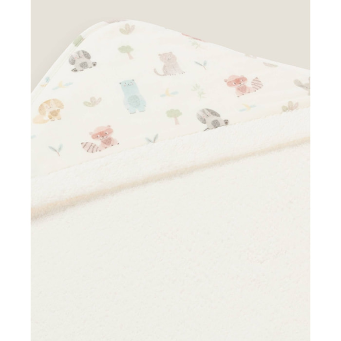 Toalla capucha estampado animales Bicus color blanco