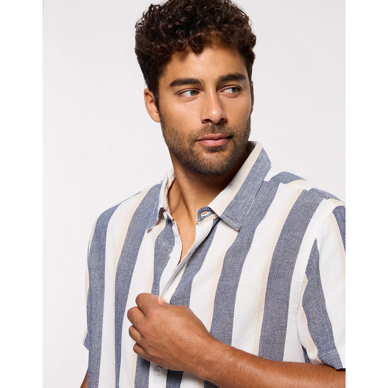 Camisa Manga Corta Rayas Azul - Hana