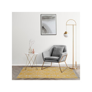 Tapis berbère jaune motifs losanges avec franges 90x150cm - MARA