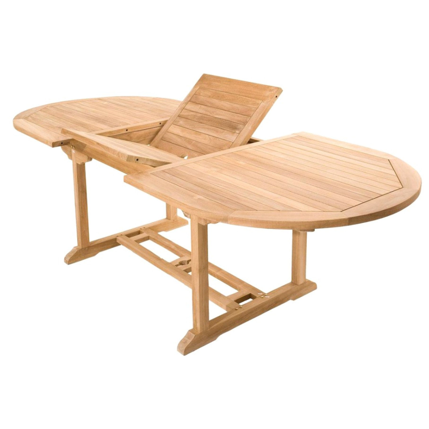 ADAGNA Salon de jardin Teck massif 8 à 10 personnes - Table ovale + 8 chaises