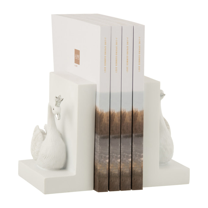 J-Line serre-livre Cygne - polyrésine - blanc - 2 pcs