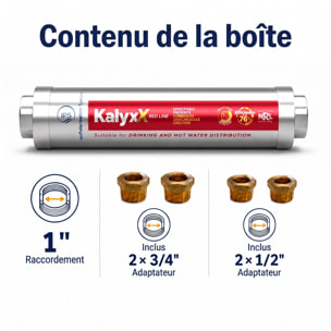 Alternative adoucisseur d'eau KalyxX Red Line 1"+3/4"+1/2" (IPSKXFRRBG11234)