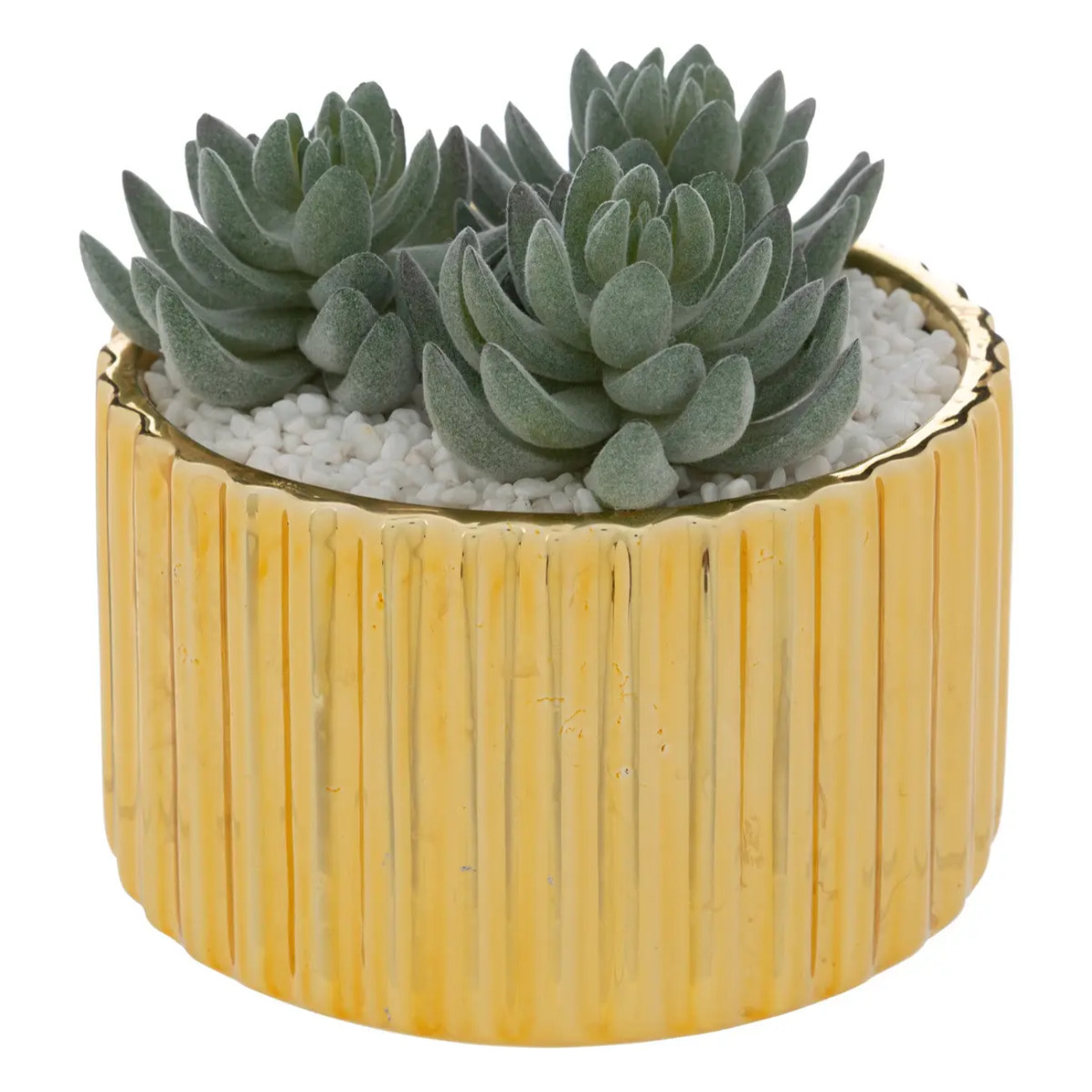 Plante artificielle en pot "Le collectionneur" en céramique H14cm doré
