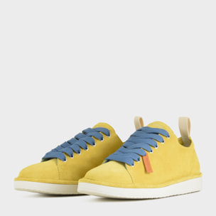 SCARPA ALLACCIATA P01 UOMO IN SUEDE GIALLO-BLU DENIM