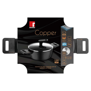 cacerola baja ø20cm 2,2l con tapa en aluminio forjado color negro