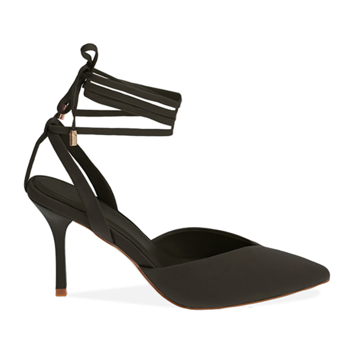 Zapatos de salón destalonado negro, tacón de 8,5 cm