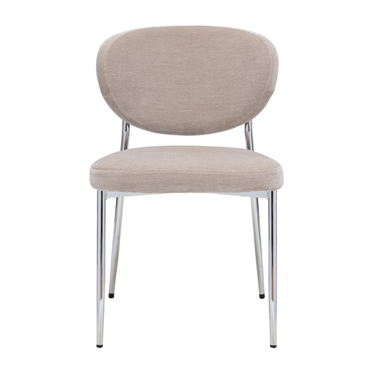 Chaises en tissu effet velours taupe et métal chromé (lot de 2) BREKA