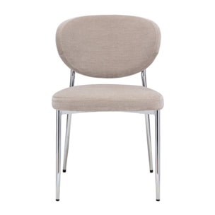 Chaises en tissu effet velours taupe et métal chromé (lot de 2) BREKA