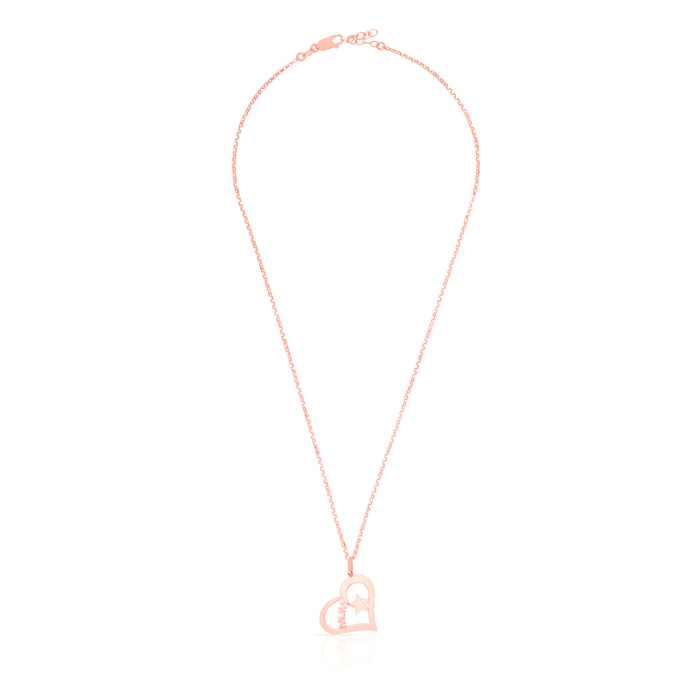 Collar de Plata de Ley 925 con colgante en forma de corazón e inscripción MUM