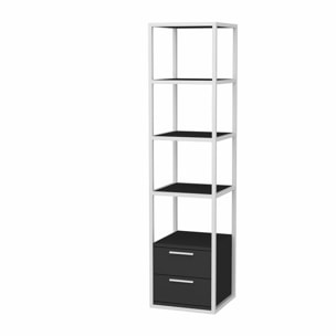 Libreria Dfogliat, Scaffale da ufficio, Mobile portalibri, Biblioteca, 39x39h169 cm, Bianco e Antracite