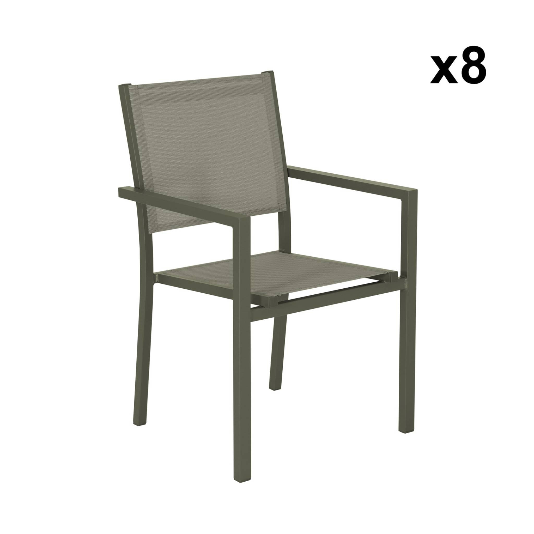 Table de jardin aluminium + 8 assises CAPUA 180