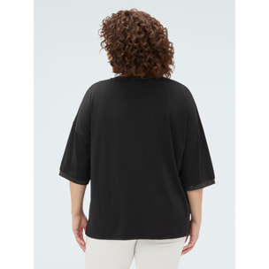 Fiorella Rubino - T-shirt in jersey con bordature lurex - Nero