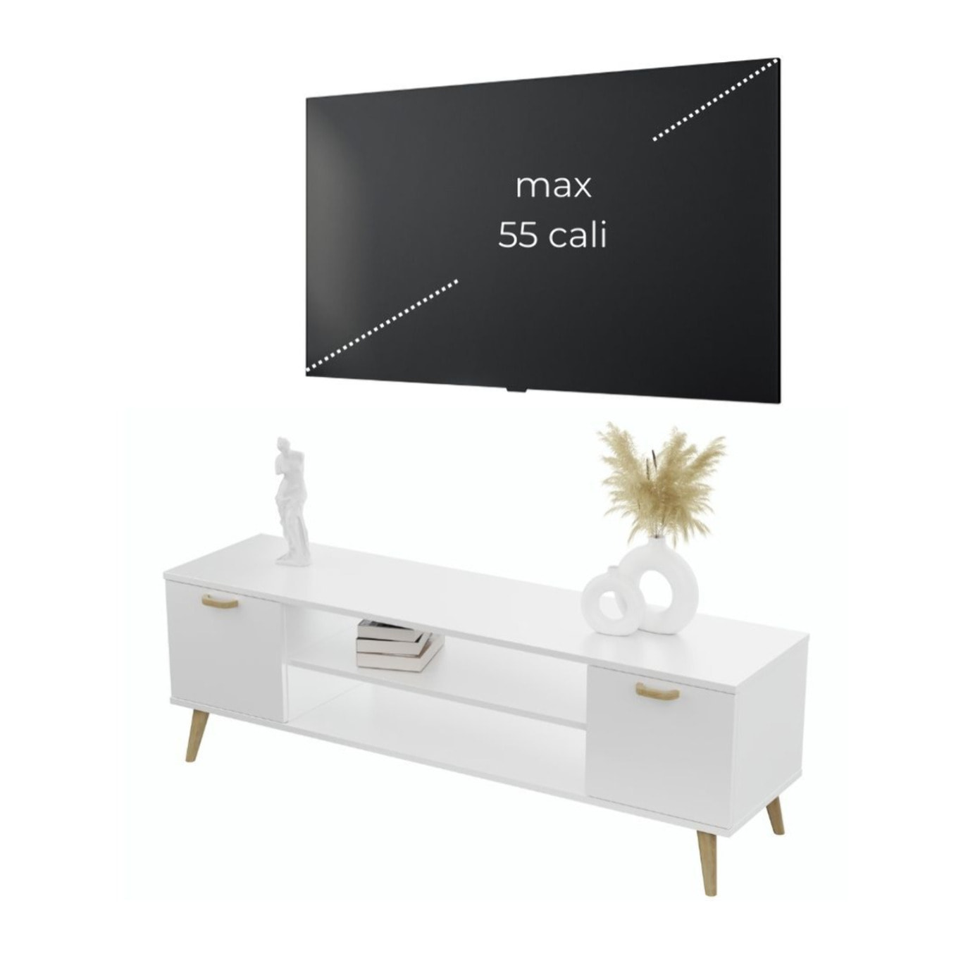Mobile Porta TV Focus 135 in Stile Scandinavo Bianco