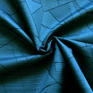 Tissu de nappage damassé à motifs géométriques - Bleu Paon