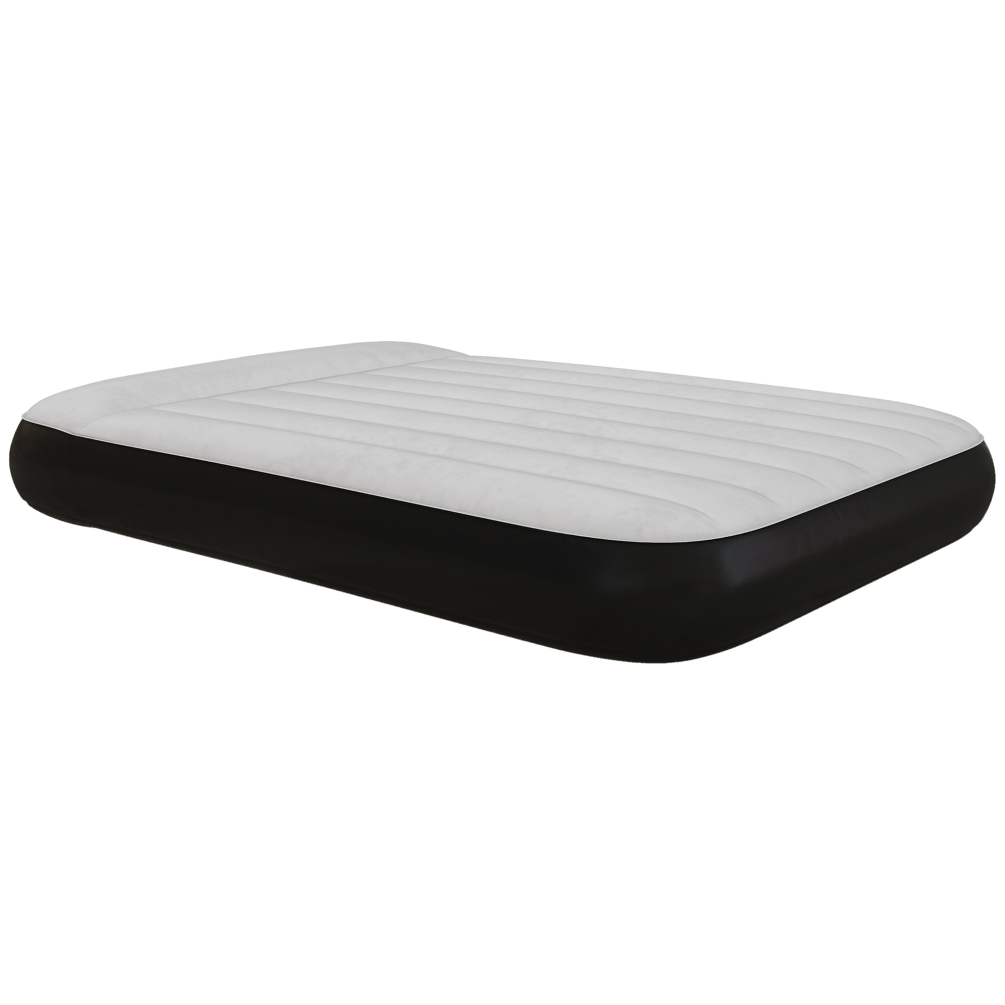 Matelas gonflable 2 places gonfleur électrique intégré sac PVC noir surface floquée gris clair