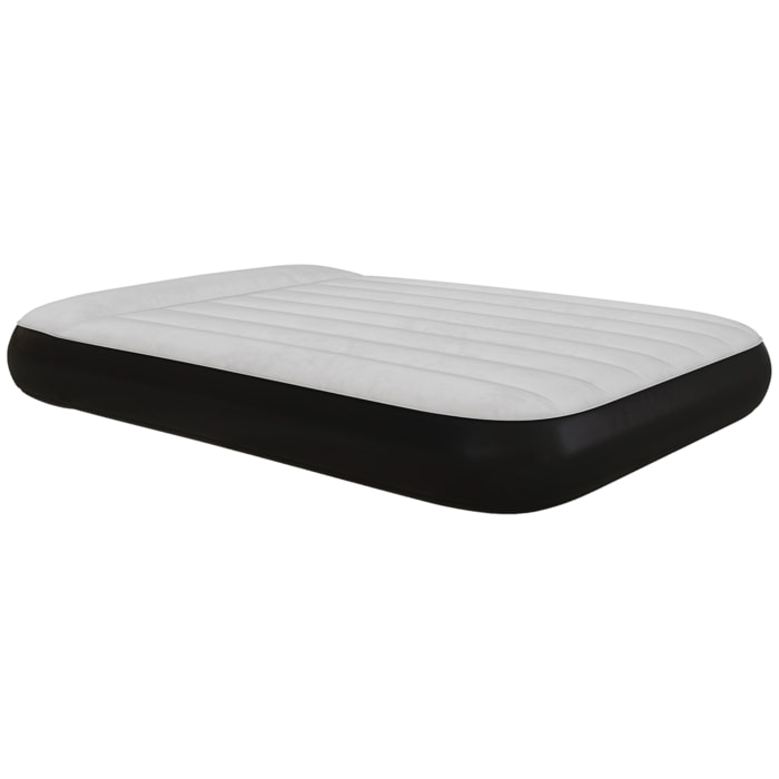 Matelas gonflable 2 places gonfleur électrique intégré sac PVC noir surface floquée gris clair