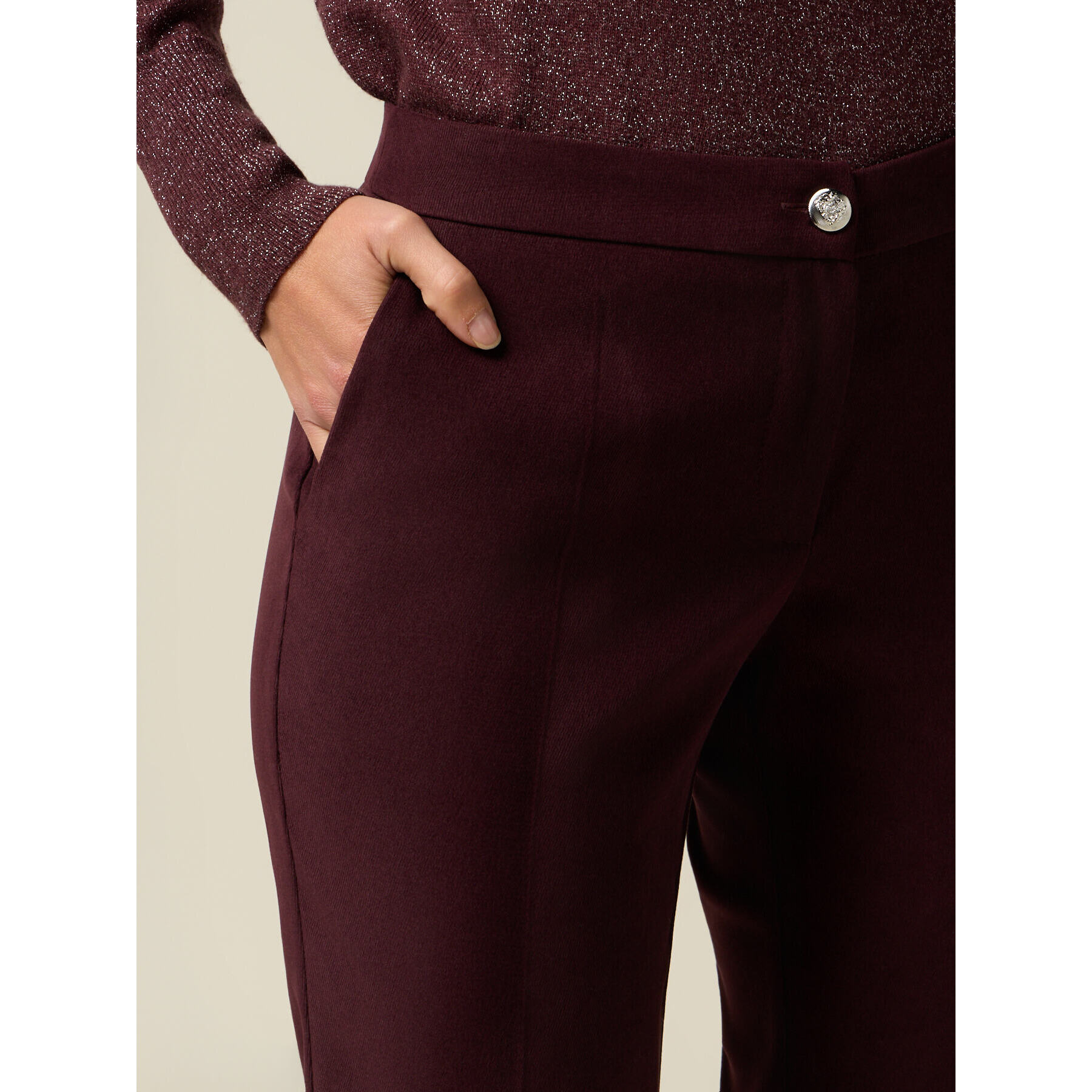 Oltre - Pantaloni regular in fustagno - Bordeaux