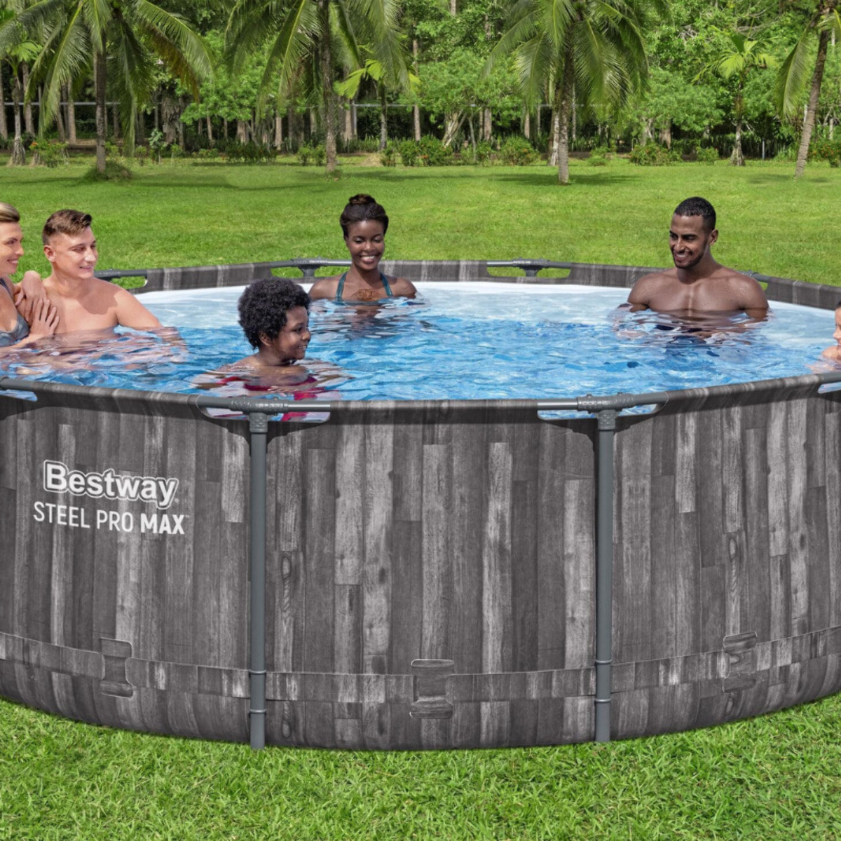 Bestway Piscine hors sol tubulaire ronde Bestway Steel Pro Max 366 x 100 cm décor bois sans accessoires