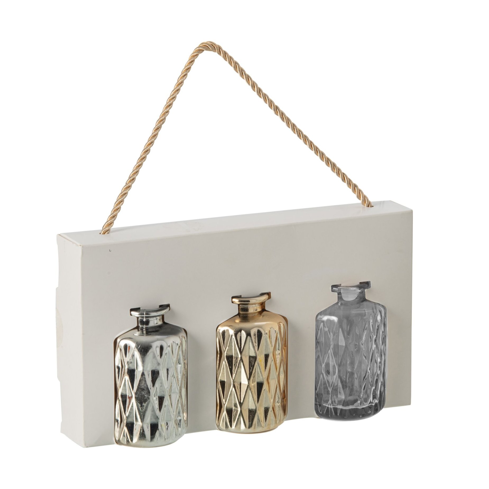J-Line boîte de 3 vases - verre - doré/argenté - set de 2